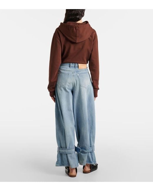 JW Anderson Buckle-Detail Mid-Rise Wide-Leg Jeans in Blue
