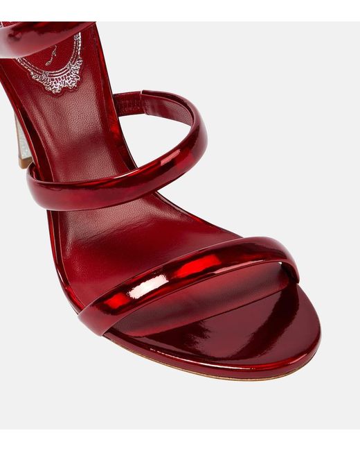 Rene Caovilla Red Cleo Metallic Faux Leather Sandals