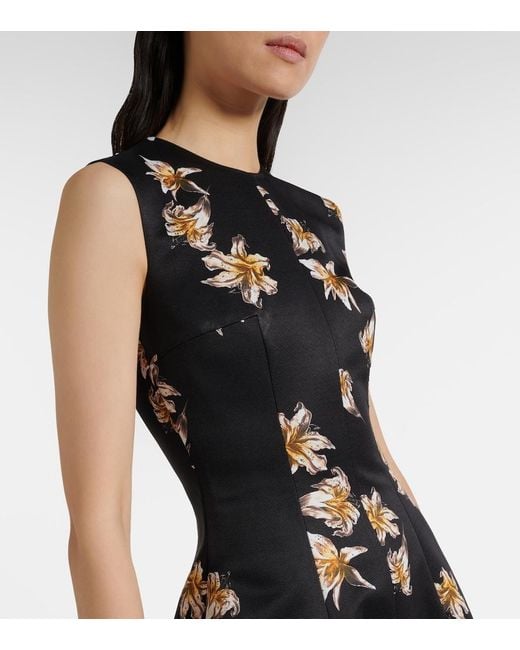 Emilia Wickstead Black Mara Floral Duchess Satin Midi Dress