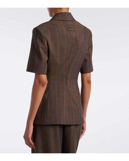 Ganni Brown Striped Wool Blazer