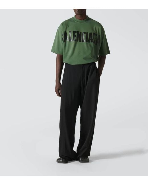 Balenciaga T-Shirt Tape aus Jersey in Green für Herren
