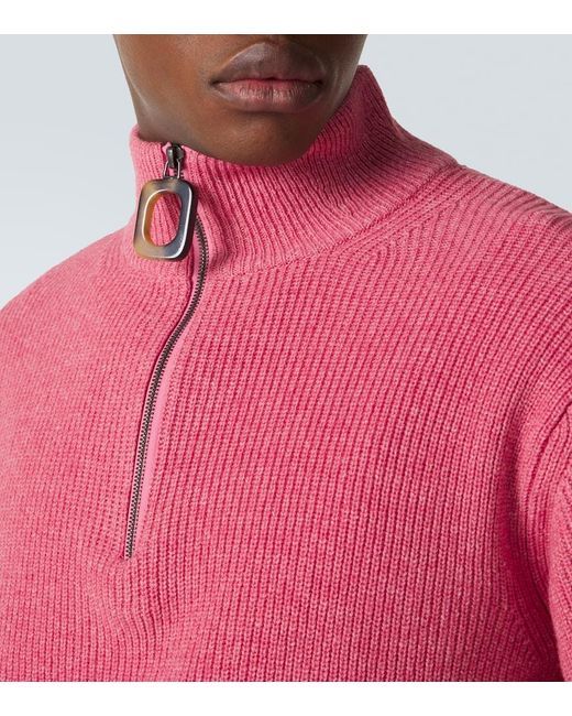J.W. Anderson Pink Wool And Cotton Half-Zip Sweater for men