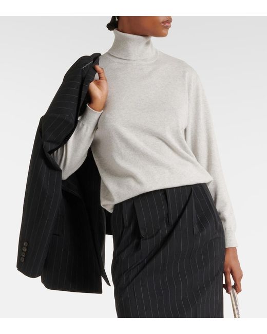 Brunello Cucinelli White Turtleneck Cashmere Sweater