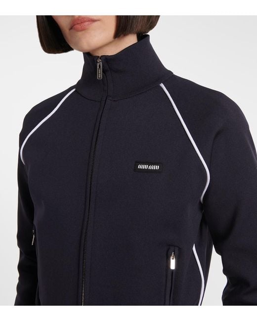 Miu Miu Blue Logo Zip-Up Sweatshirt