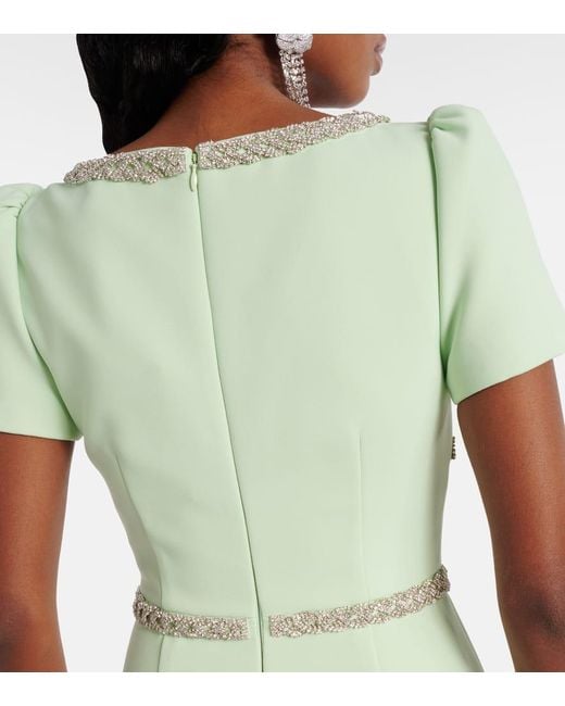 Vestido De Fiesta De Crepe Adornado Self-Portrait de color Green