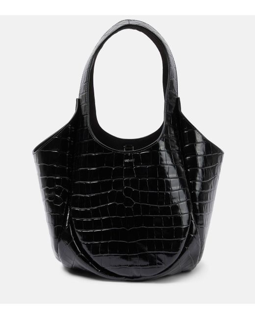 Coperni Black Croco Leather Bucket Bag