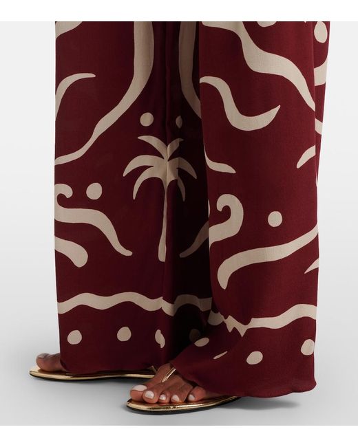 Cala De La Cruz Red Toya Printed Wide-Leg Pants