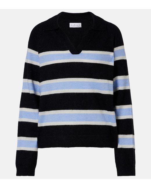 Velvet Black Everlake Striped Polo Sweater