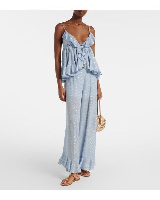 Zimmermann Blue Daylight Ruffled Top