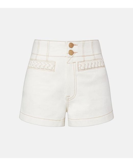 Zimmermann White Roselight Denim Shorts