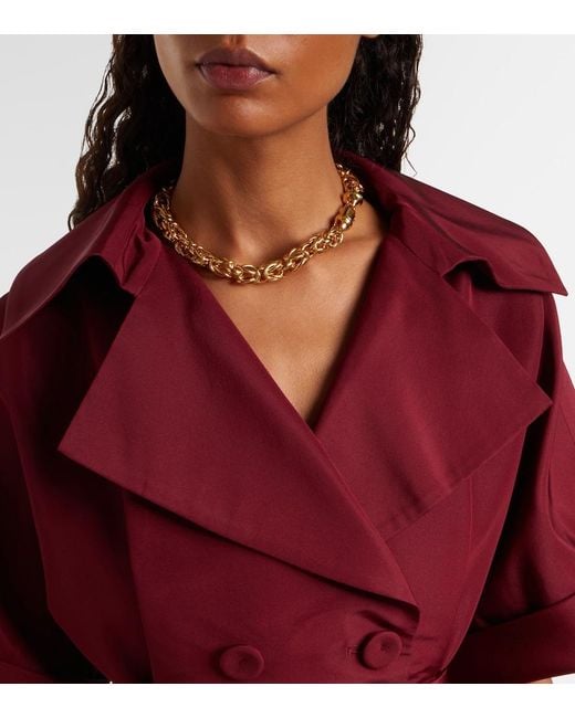 Carolina Herrera Red Belted Silk Gown