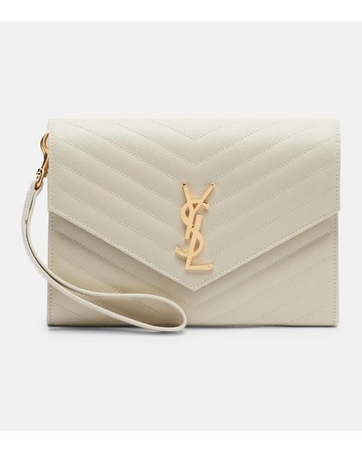 Saint Laurent Natural Cassandre Matelassé Flap Pouch