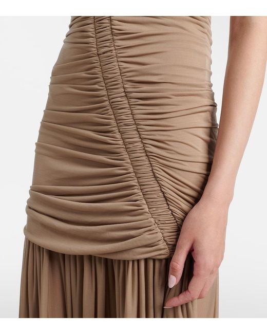 Christopher Esber Natural Orion Gathered Ruched Gown