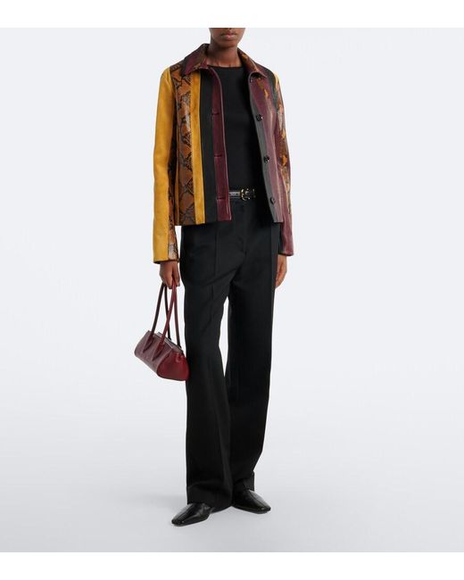 Proenza Schouler Brown Sirine Snake-Effect Striped Leather Jacket