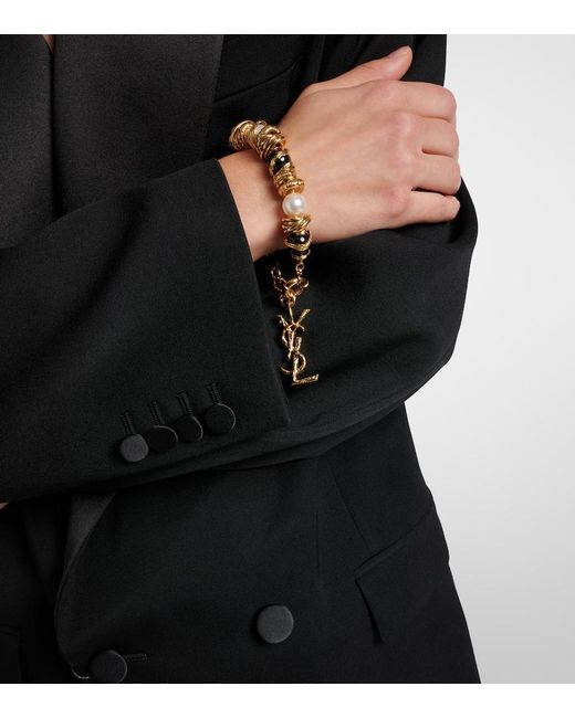 Saint Laurent Metallic Loulou Embellished Bracelet