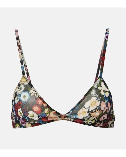 Khaite Brown Talita Floral Silk Bra Top