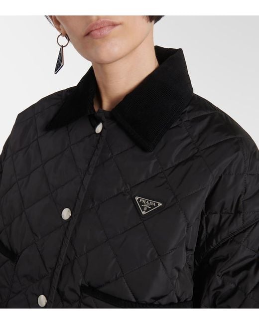Veste Crop À Logo Prada en coloris Black