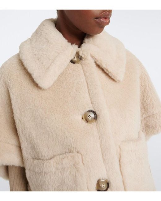 Max Mara Natural Alpaca, Wool, And Silk Teddy Cape