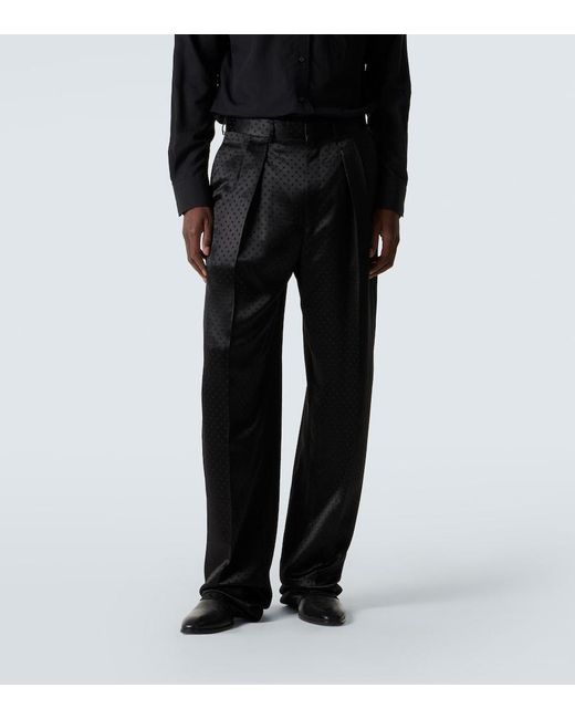 Tom Ford Black Jacquard Polka-Dot Satin Suit Pants for men