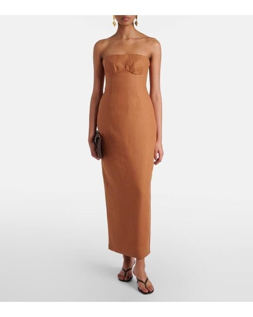 Sir Brown Maxikleid Evalita Aus Leinen