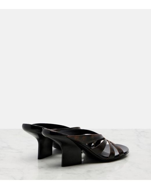 Dries Van Noten Black Distressed Leather Mules
