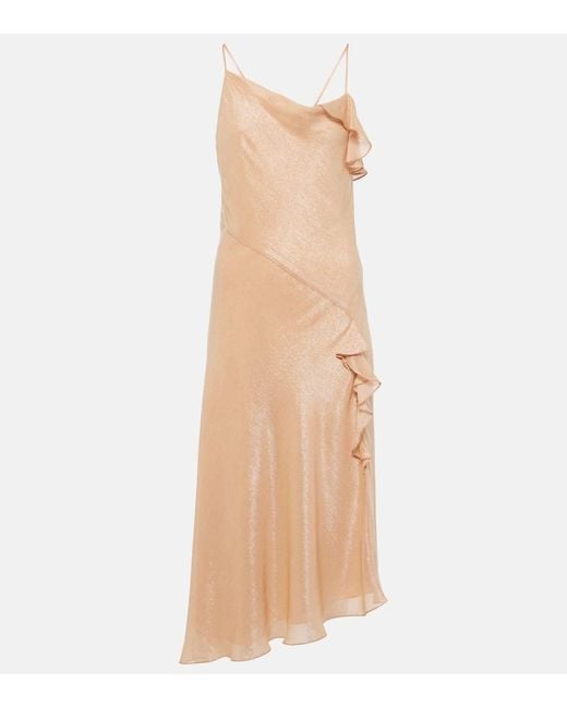 Victoria Beckham Natural Bias Cami Lurex Twill Slip Dress
