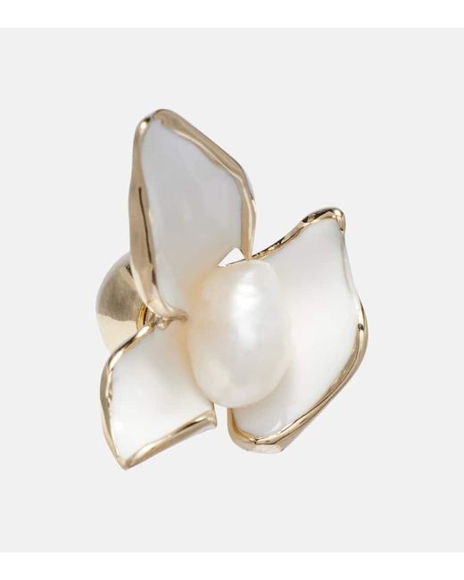 Boucles D'Oreilles A Perles Erdem en coloris Metallic