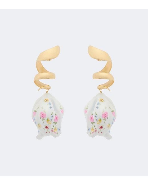 Chloé White Bloomcraft Drop Earrings