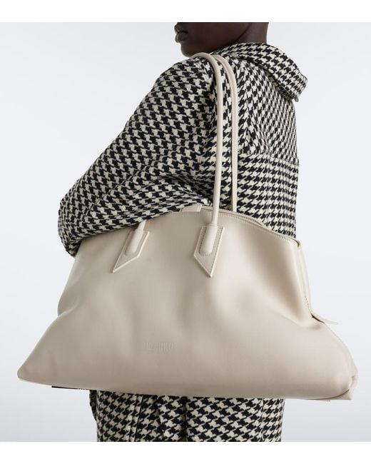The Attico White La Passeggiata Medium Leather Tote Bag
