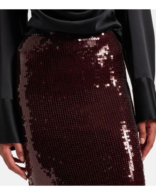 ROTATE BIRGER CHRISTENSEN Brown Georgia Sequined Pencil Skirt