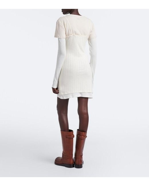 Acne Natural Layered Knitted Minidress