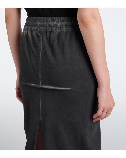 Rick Owens Black Drkshdw Sliced Pillar Cotton Midi Skirt