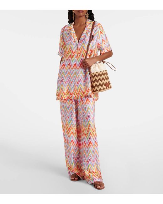 Missoni Natural Zigzag Medium Raffia Bucket Bag