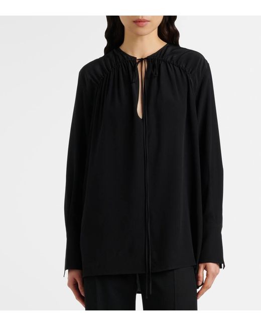 Victoria Beckham Black Schluppenbluse Aus Seide