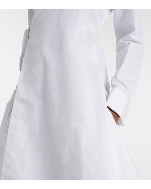 Loewe White Draped Cotton Wrap Dress