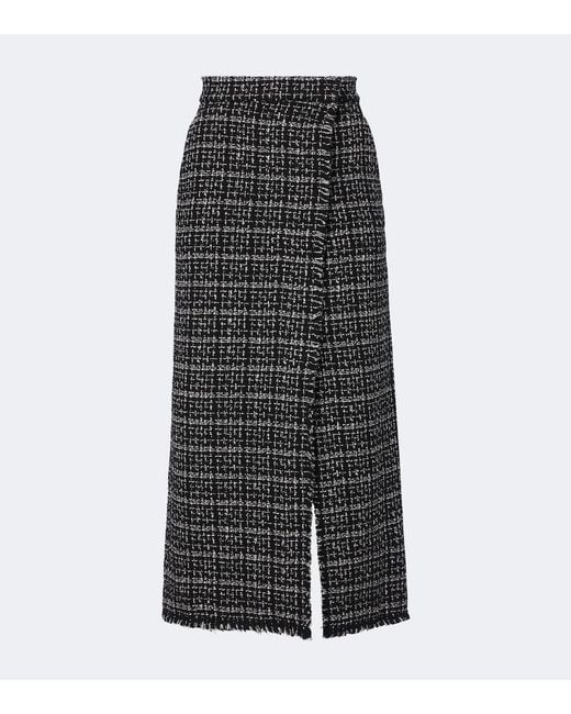Erdem Black Checked Cotton-Blend Tweed Maxi Skirt