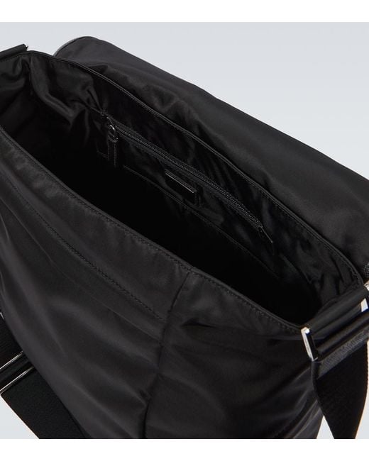 Prada Black Leather-Trimmed Re-Nylon Messenger Bag for men