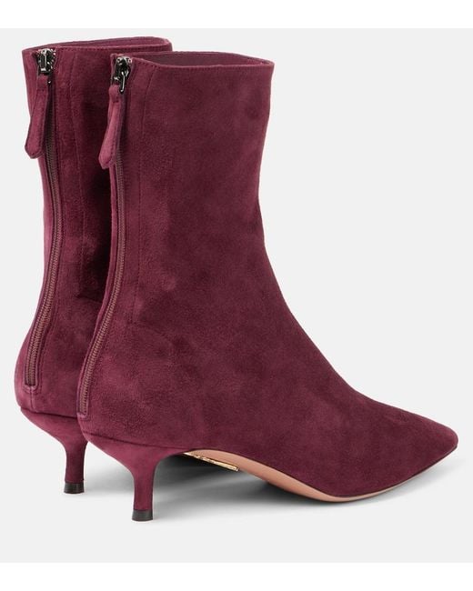 Aquazzura Purple Montmartre Suede Ankle Boots