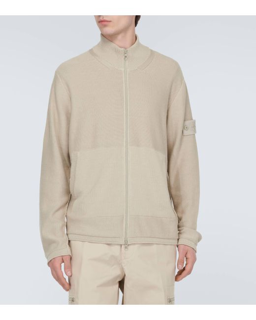 Stone Island Natural Compass Cotton And Cashmere Zip-up Sweater for men