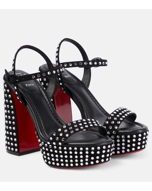 Christian Louboutin Black Movida Jane Strass Boum Platform Sandals