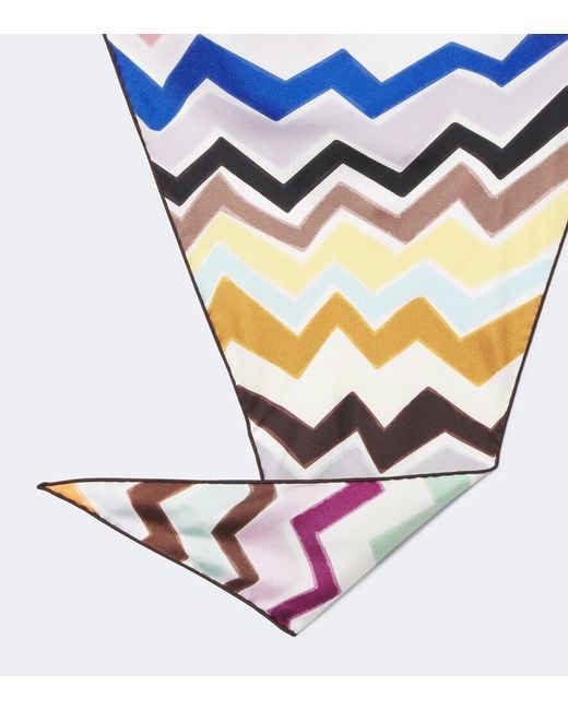 Missoni White Zigzag Silk Twill Scarf