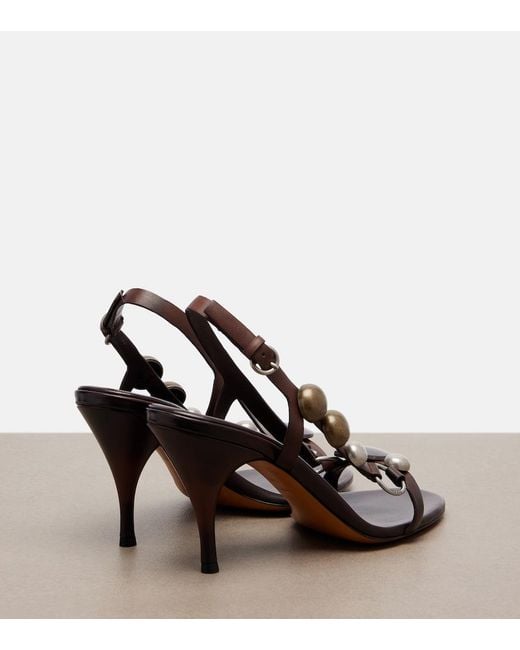 Miu Miu Black Embellished Leather Sandals