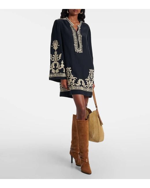 Isabel Marant Blue Bestickte Tunika Fadeli Aus Crepe