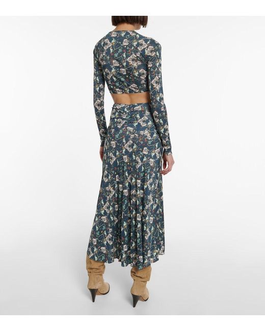 Isabel Marant Blue Jinea Floral Jersey Crop Top