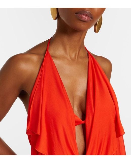Loewe Red Paula's Ibiza Crepe Jersey Maxi Dress