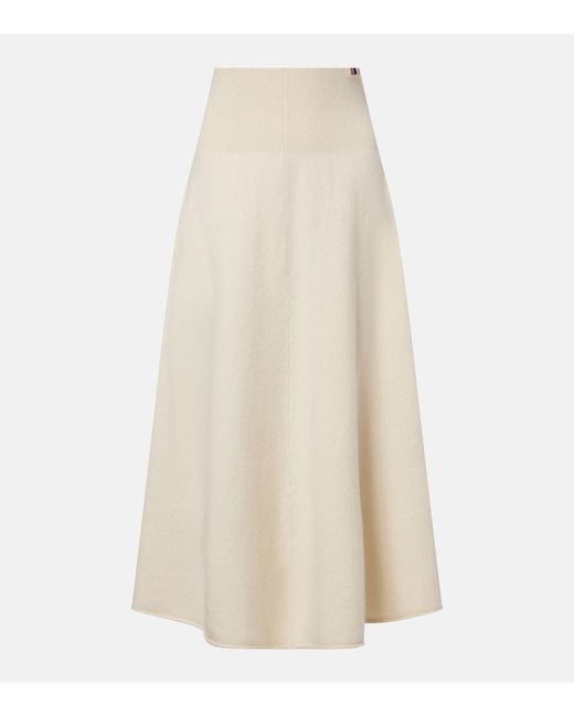 Extreme Cashmere White N°388 Ease Cashmere-Blend Midi Skirt