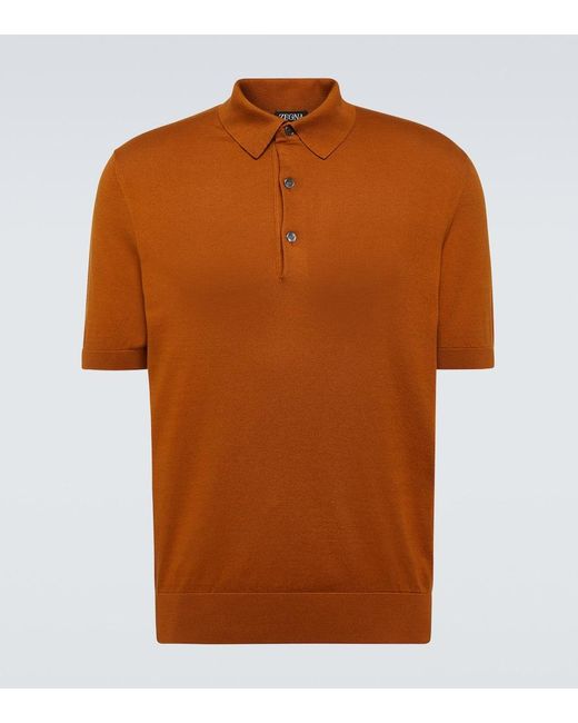 Zegna Brown Cotton Polo Shirt for men