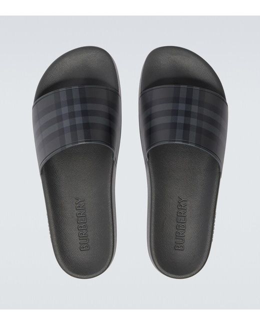 Burberry Black Check Slides for men