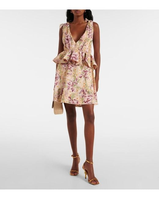 Agua Bendita Pink Infinito Florecer Ruffled Cotton Minidress