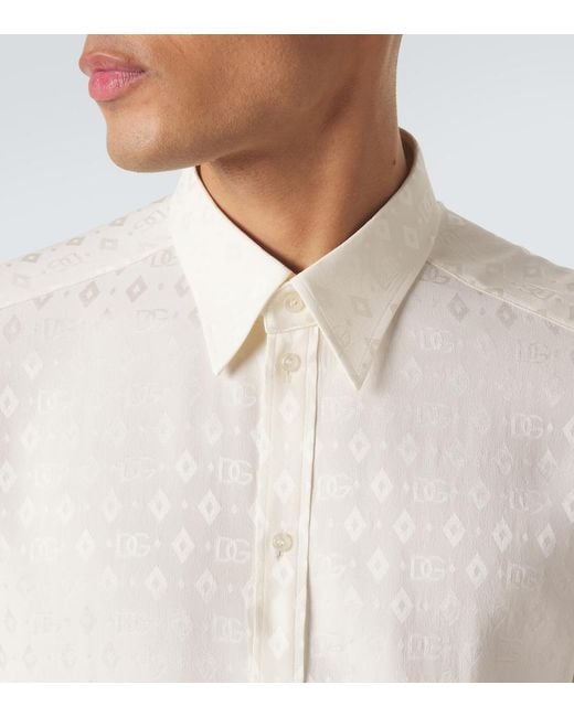 Dolce & Gabbana White Dg Silk Shirt for men